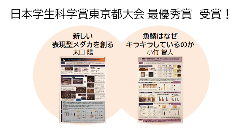 【中３】 日本学生科学賞東京都大会 最優秀賞に２名入賞！